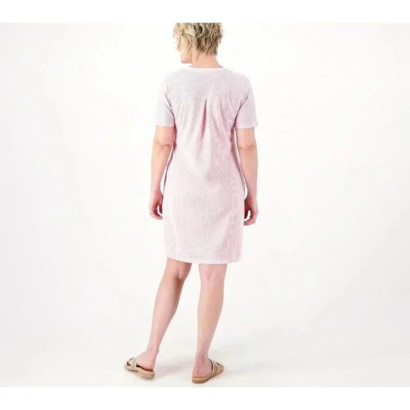 Isaac Mizrahi Women's Short Sleeve Casual T-Shirt Dress Size SP Pink Stripe - Picture 2 of 12